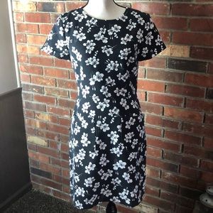 LOFT short sleeved darted waist dress